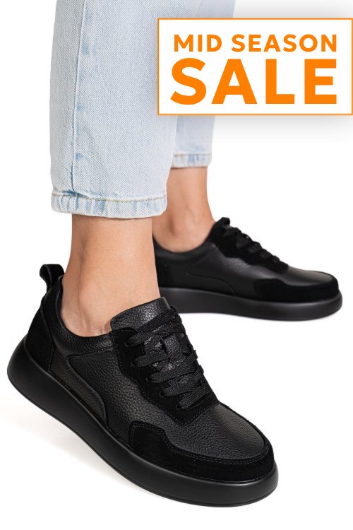 Pantofi sport negri piele naturala tpc2651