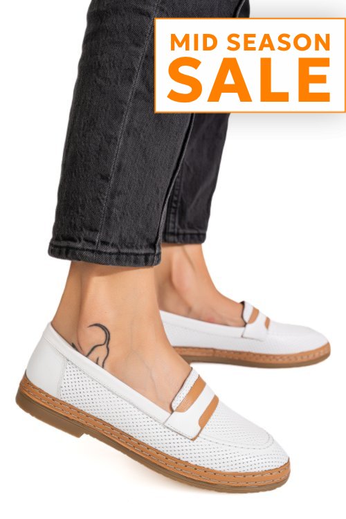 Mocasini albi piele naturala 2pc305
