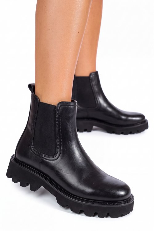 Ghete negre piele naturala vb375208