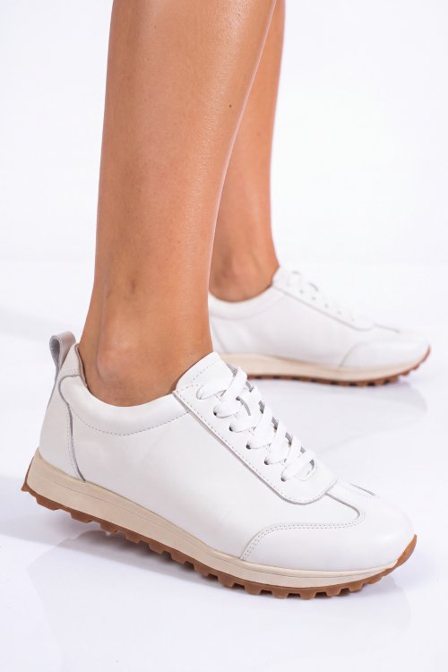 Pantofi sport albi piele naturala f002-642