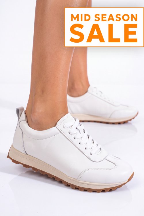 Pantofi sport albi piele naturala f002-642