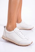 PANTOFI SPORT ALBI PIELE NATURALA F002-642