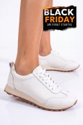 PANTOFI SPORT ALBI PIELE NATURALA F002-642