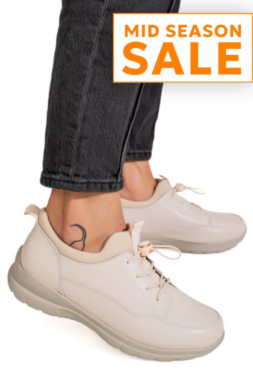 Pantofi sport bej piele naturala qspl1069