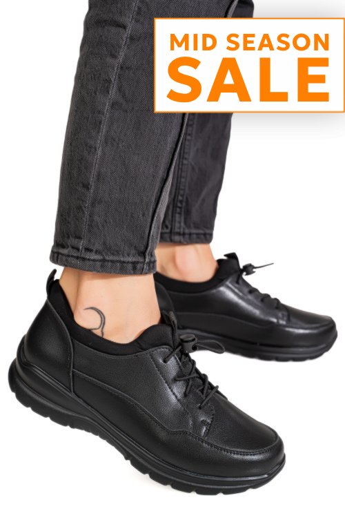 Pantofi sport negri piele naturala qspl1069