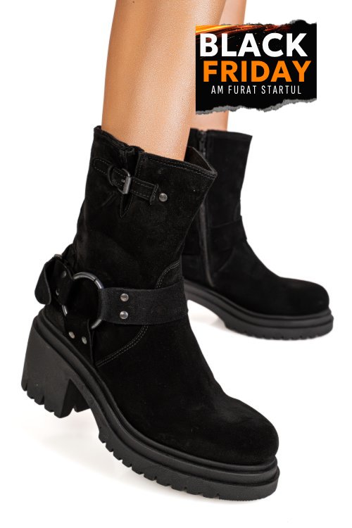 Ghete negre piele naturala intoarsa weert07