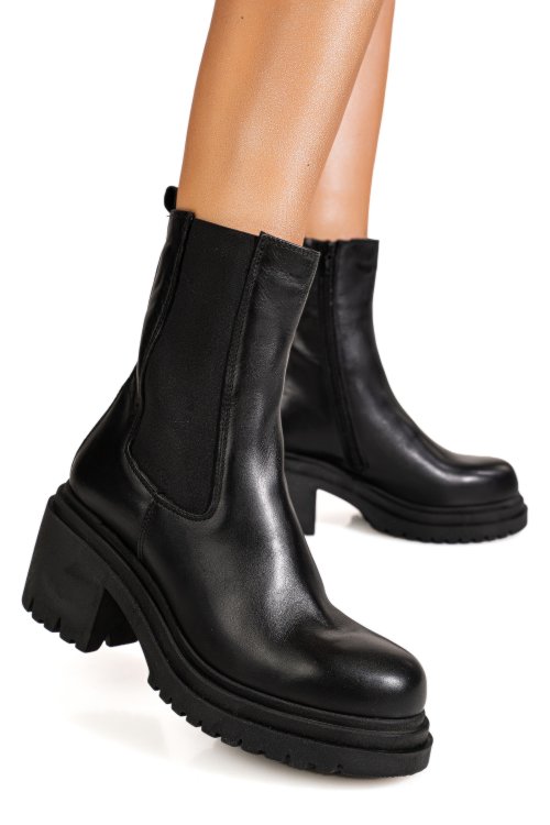 Ghete negre piele naturala erre05