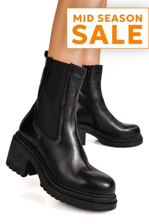 Ghete negre piele naturala erre05