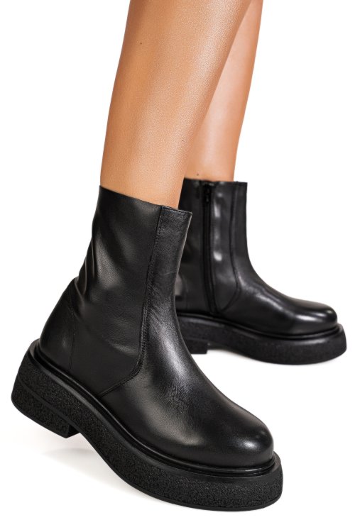 Ghete negre piele naturala em8250