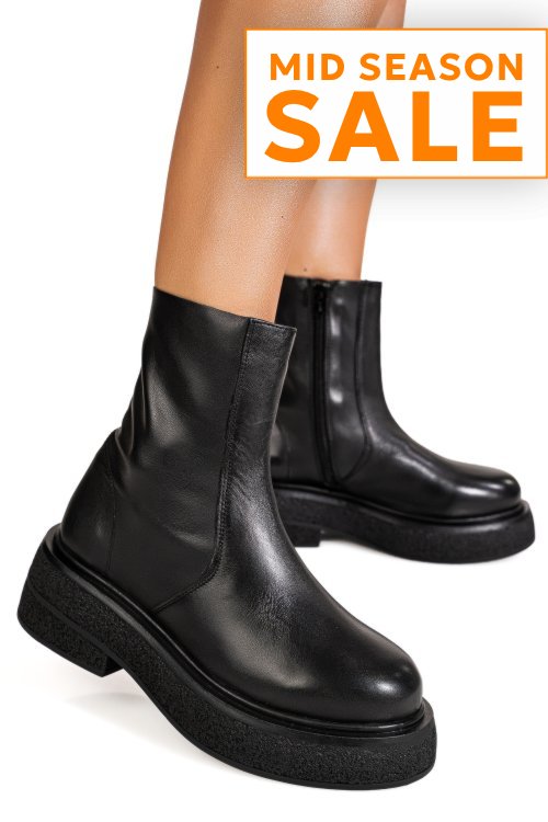 Ghete negre piele naturala em8250
