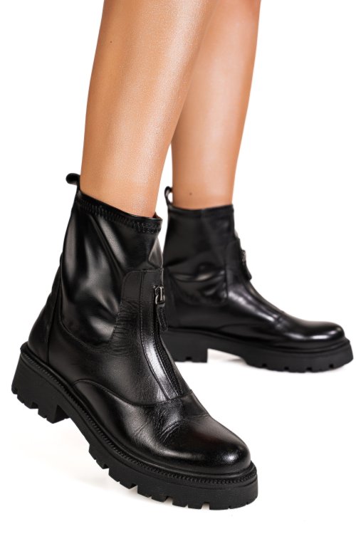 Ghete negre piele naturala ts77ima2067