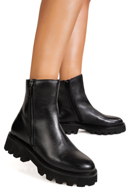 Ghete negre piele naturala vb375206