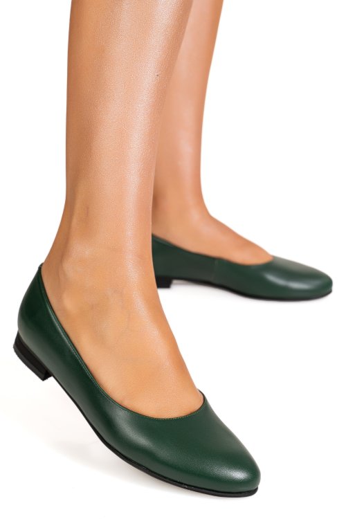 Balerini femei piele naturala verde 4s7750b