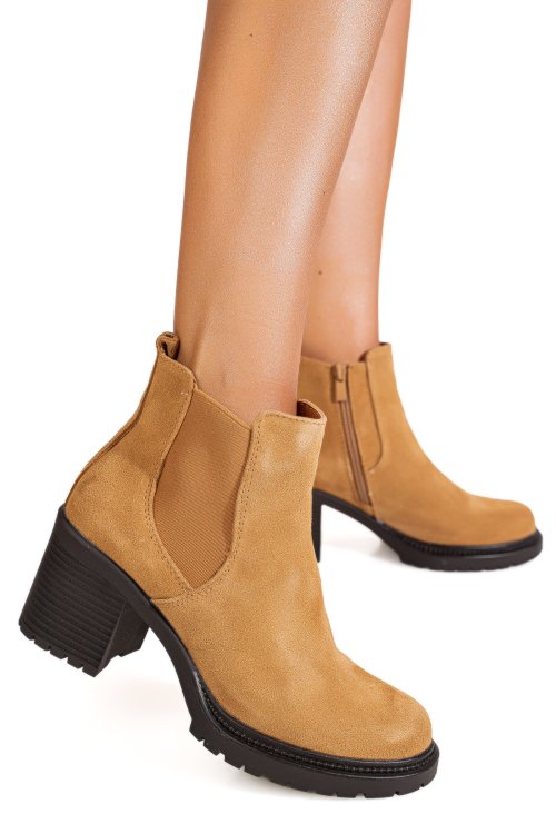 Botine maro piele naturala intoarsa is77356