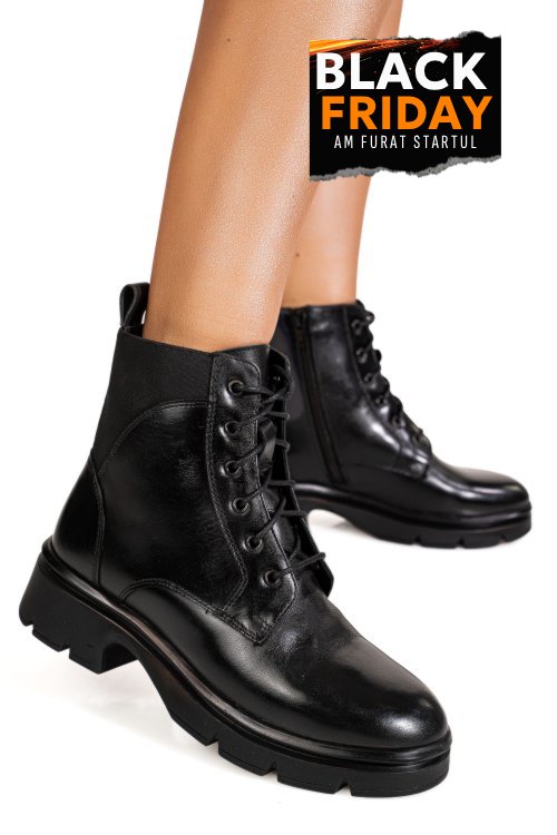 Ghete negre piele naturala ts77ima2027