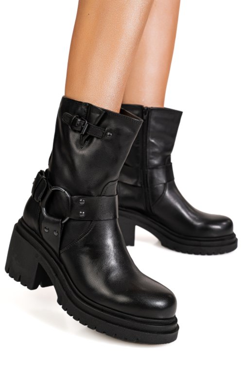 Ghete negre piele naturala weert07
