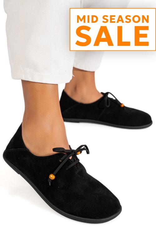 Pantofi negri piele naturala intoarsa fsp002-602