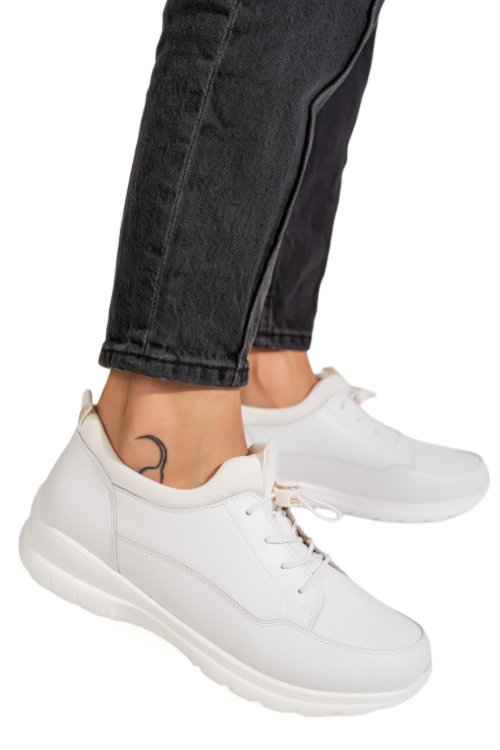 Pantofi sport albi piele naturala qspl1069