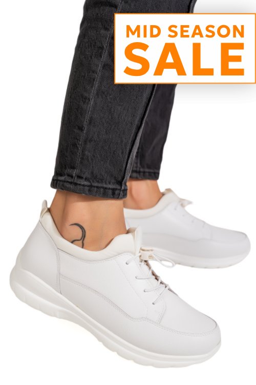 Pantofi sport albi piele naturala qspl1069