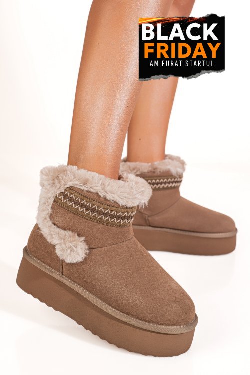 Cizme taupe piele naturala intoarsa is771264