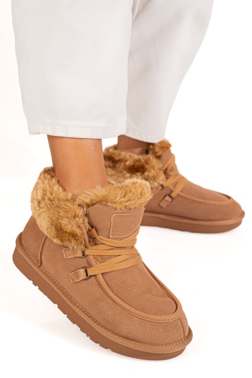 Cizme camel piele naturala intoarsa is771220