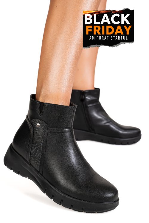Ghete negre piele naturala aspm2807