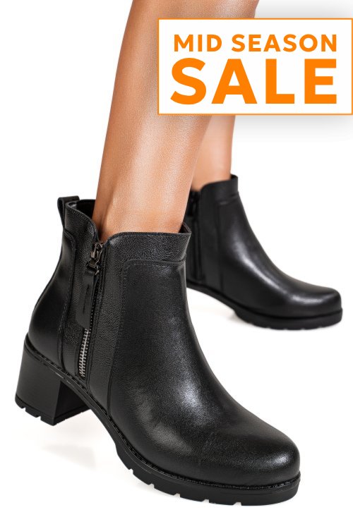 Ghete negre piele naturala 1sp56