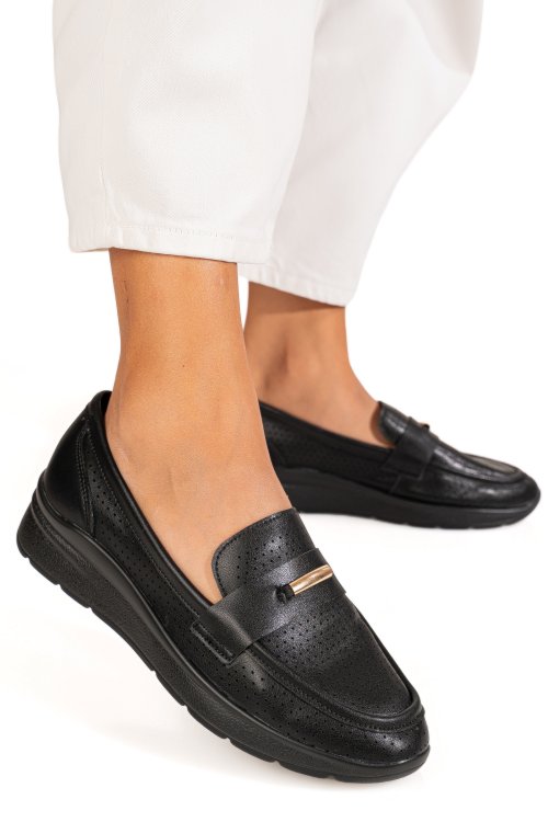 Mocasini negri piele naturala qspl783