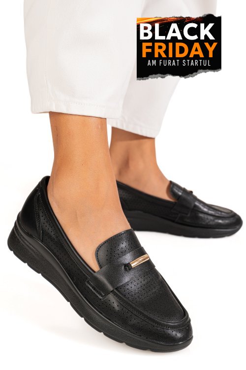 Mocasini negri piele naturala qspl783