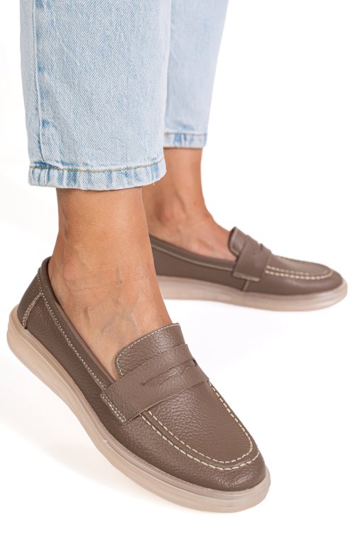 Mocasini khaki piele naturala 3sp701
