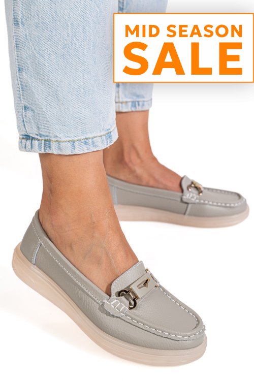 Mocasini gri piele naturala 3sp702