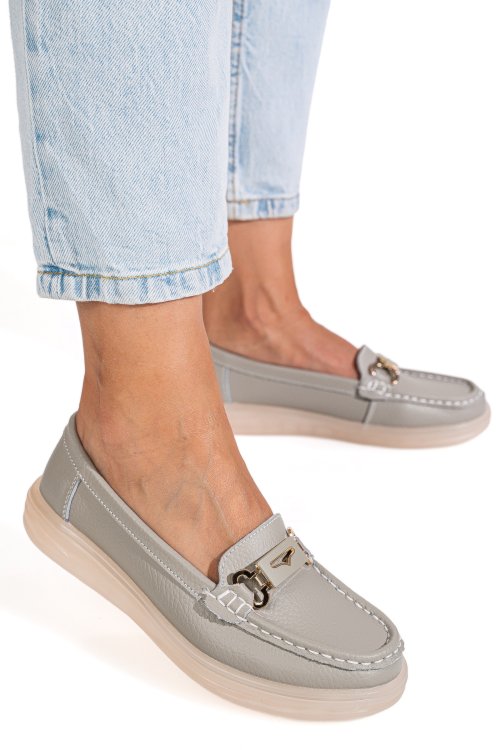 Mocasini gri piele naturala 3sp702