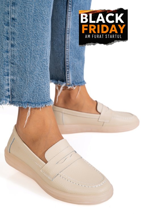 Mocasini bej piele naturala 3sp701