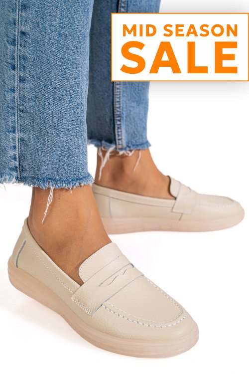 Mocasini bej piele naturala 3sp701