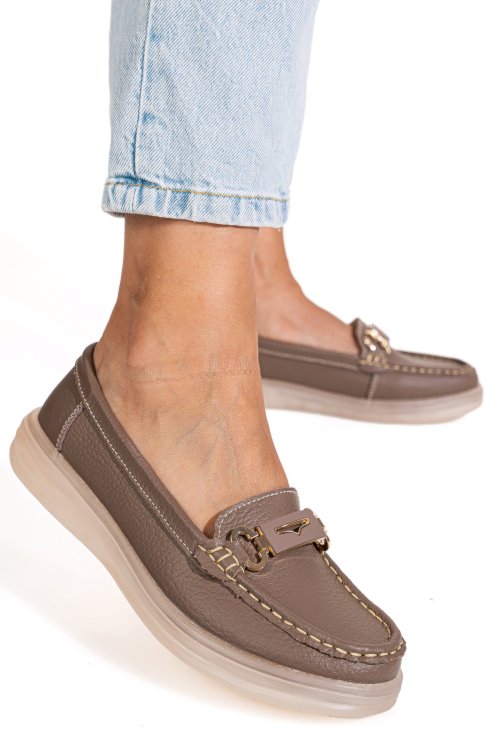 Mocasini khaki piele naturala 3sp702