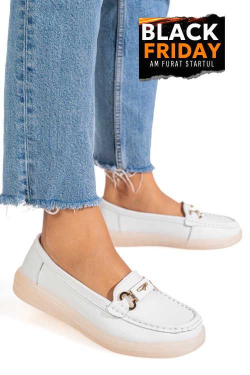 Mocasini albi piele naturala 3sp702