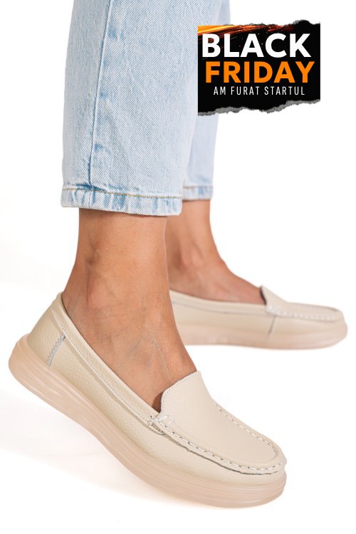 Mocasini bej piele naturla 3sp700