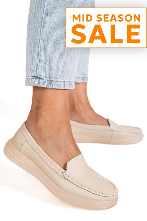 Mocasini bej piele naturla 3sp700