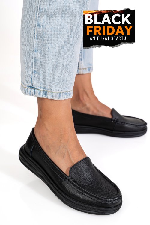 Mocasini negri piele naturla 3sp700