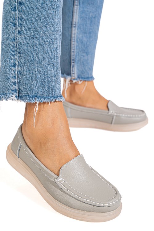 Mocasini gri piele naturla 3sp700