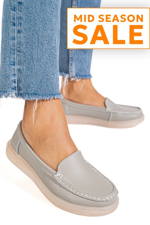 Mocasini gri piele naturla 3sp700