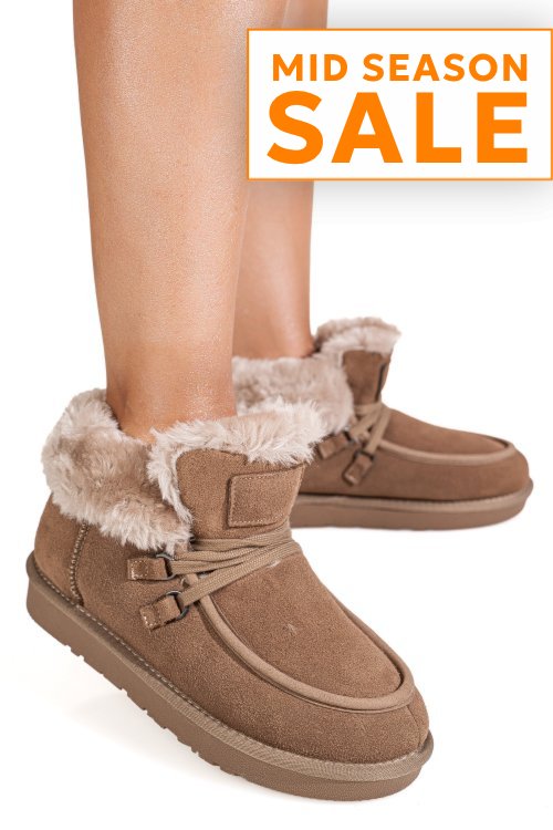 Cizme taupe piele naturala intoarsa is771220