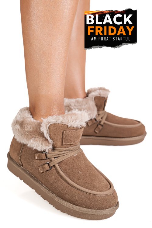 Cizme taupe piele naturala intoarsa is771220