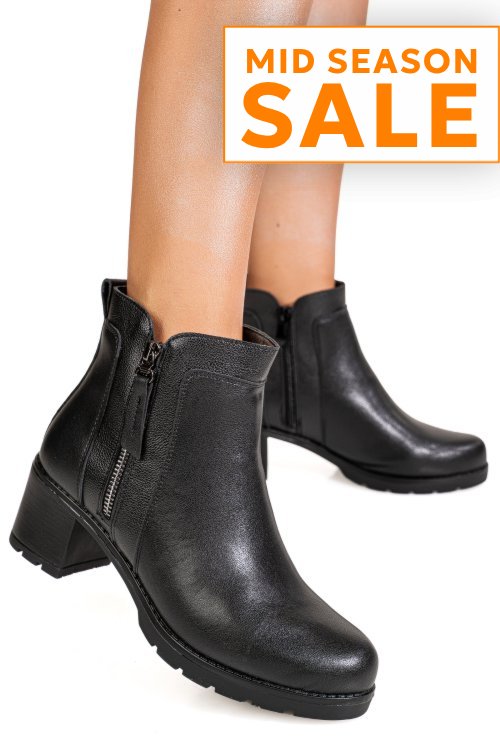 Ghete negre piele naturala 1sp56