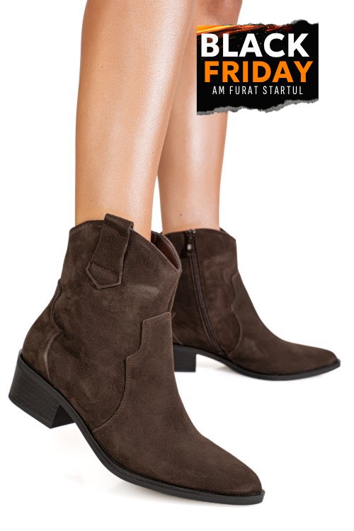 Ghete brown piele naturala nc1362