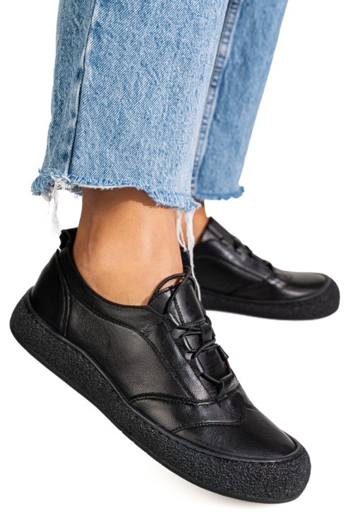 Pantofi sport negri piele naturala 4s7721