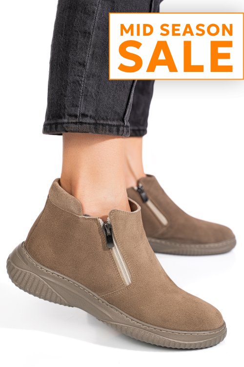 Ghete gri piele naturala intoarsa 3pc119