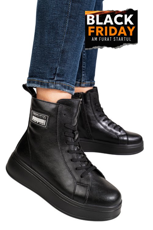 Ghete negre piele naturala f001886