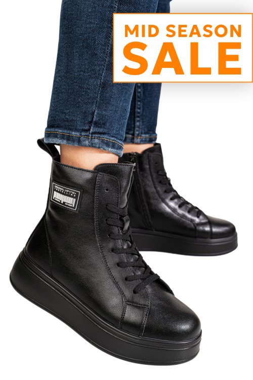 Ghete negre piele naturala f001886