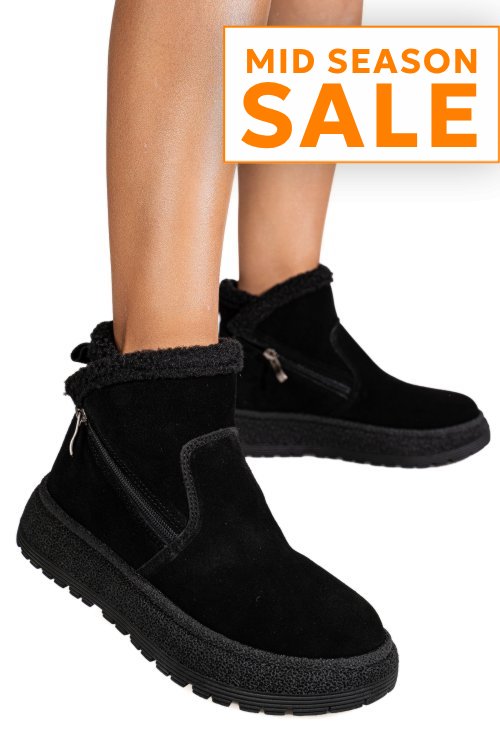 Ghete negre piele naturala intoarsa js77y7955
